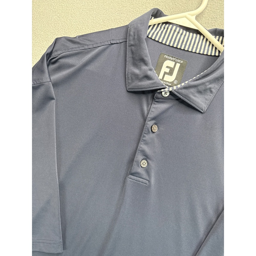FootJoy Polo Shirt Men XL Navy Blue ProDry Lisle Golf Performance Nansemond